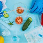 laboratory testing of different food products. Selective focus.