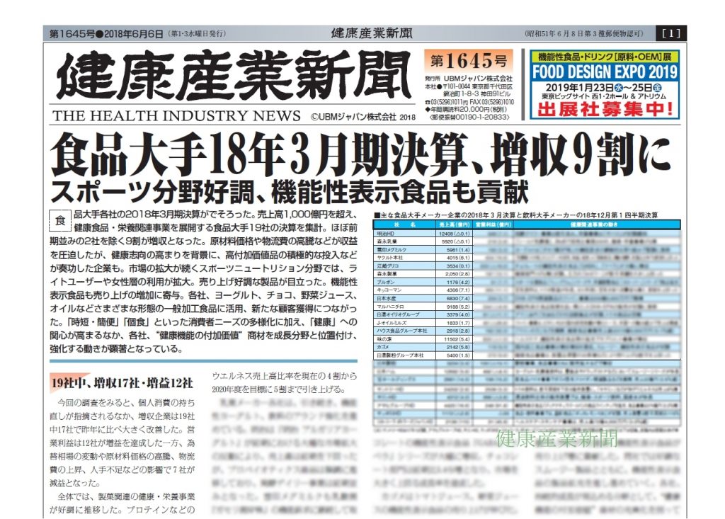 健康産業新聞1645号6月6日発行